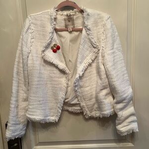 Elaine Rose white tweed jacket. Size large. New Condition.